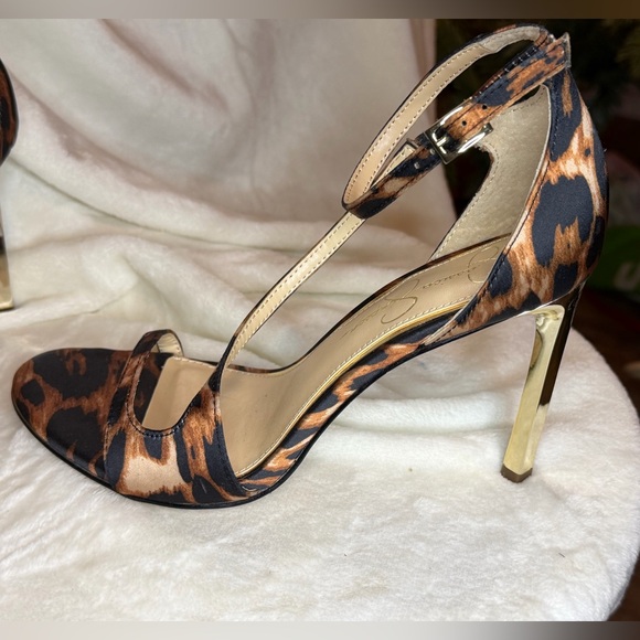 Jessica Simpson Shoes - Jessica Simpson Qamille Leopard Print Strappy Stiletto Heels size 8 new